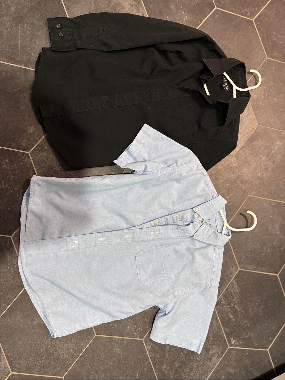 George Short-Sleeve Light Blue Button-Down Shirt + Black Long-Sleeve Shirt